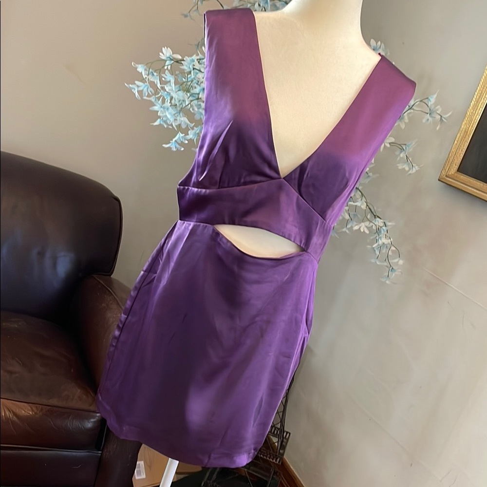 Endless Rose Purple Satin Cutout Mini Dress